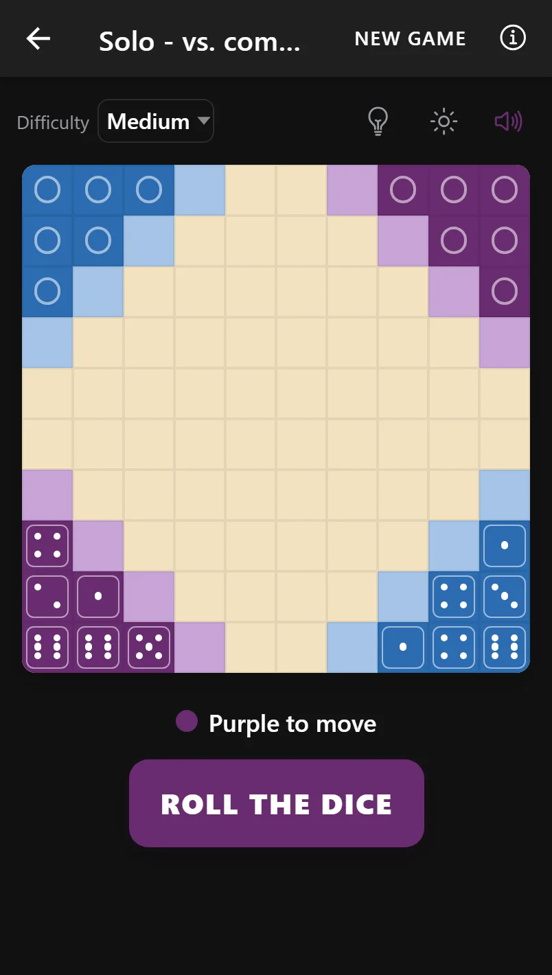 The same Iacta match in the dark theme